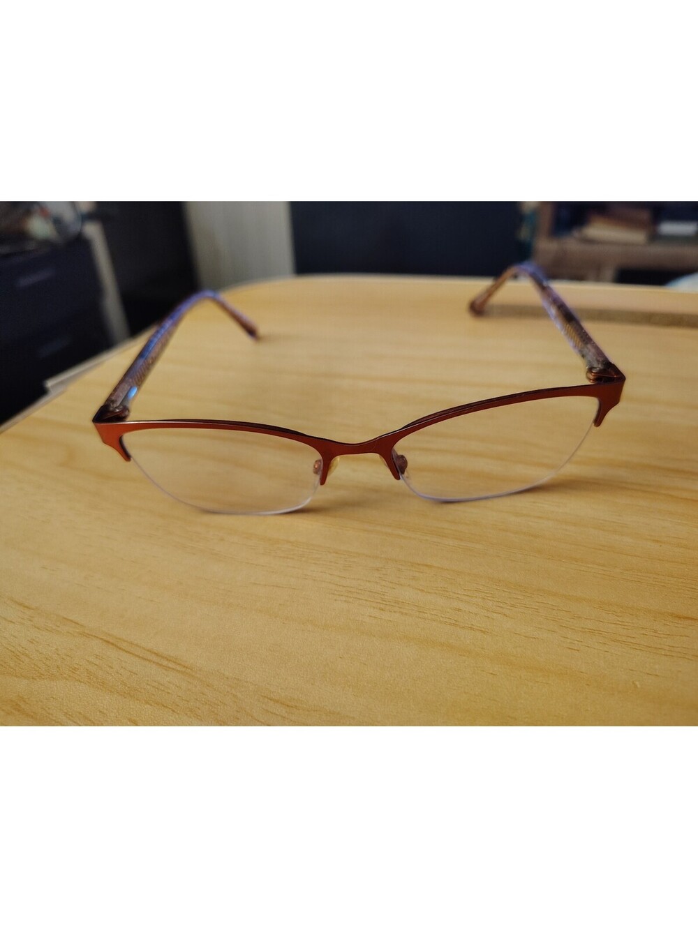 Tempo Eyeglasses Frame WR6100 Red Tortoise Metal Half Rim Cat Eye